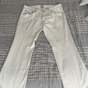True Religion Cream Jeans with Gray Stitching